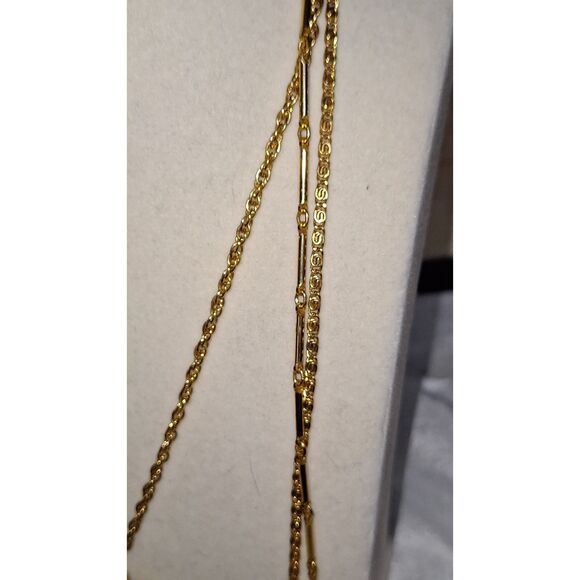 Elegant Vintage Women's Necklace Layered Gold Tone Evening Cocktail Party - Picture 5 of 10